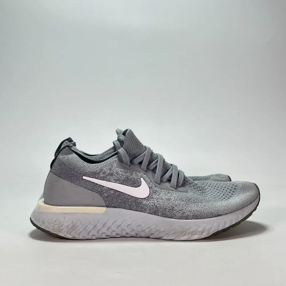 Nike Epic React Flyknit Wolf Grey Lace Up Running Shoes AQ0070-002 Womens Size 7